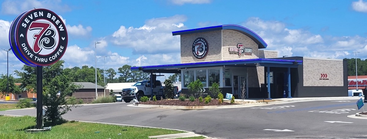 The new 7 Brew coffee stand open in Waveland